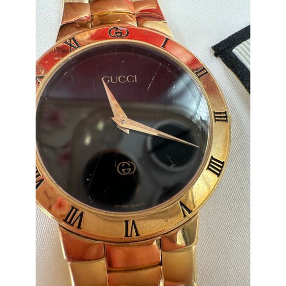 Gucci 3300M Swiss Made Gold Plate Pulp Fiction Winston Wolf Watch New Battery - Picture 9 of 16